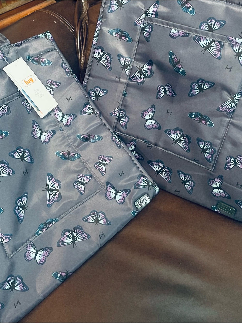 NWT! Lug Runner Set of 2  Shopping Totes- Butterfly